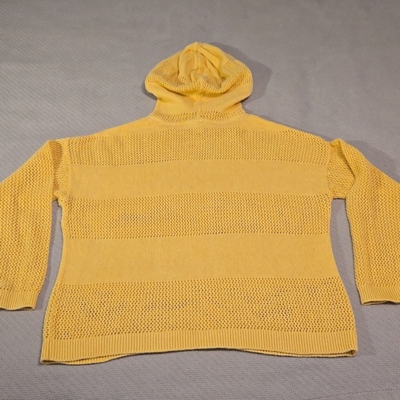 TWIK by SIMONS Mustard Yellow Pointelle Hoodie | Cotton Knit | Size M - Picture 10 of 11